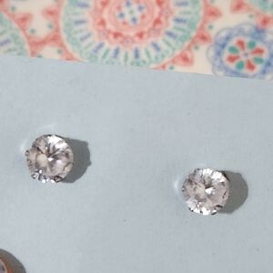 Stainless steel diamond cubic zirconia earrings  in silver  april birthm…